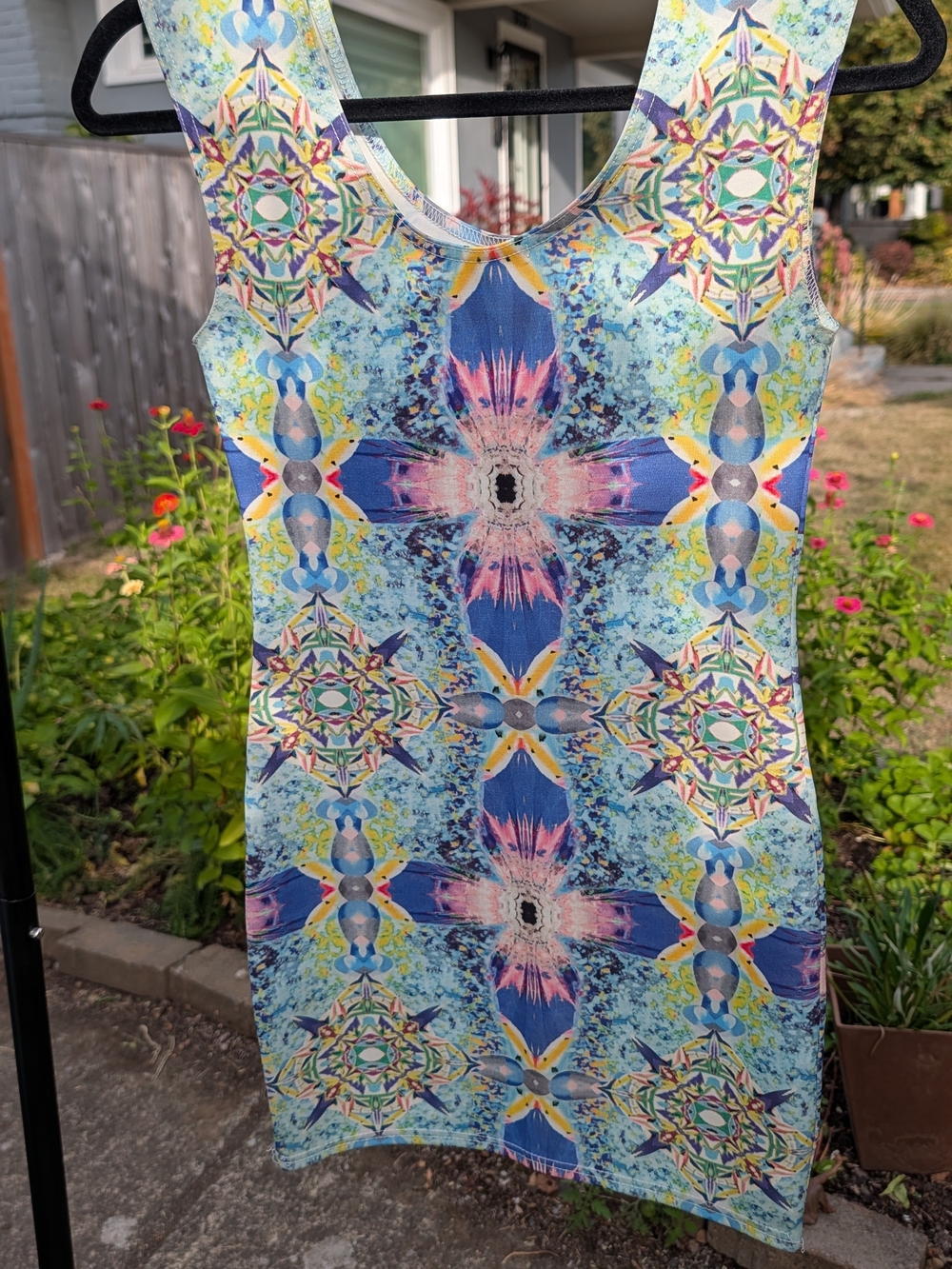 Derek Heart Blue Multi Kaleidoscope Print Midi Dress